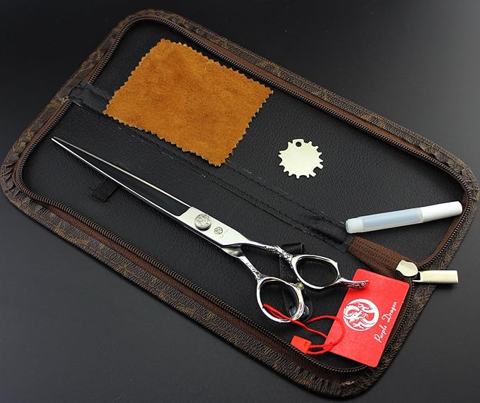 8/9 Inch Professional Pet Cat Dog Grooming Shear Straight/Curved Scissors for Professional Pet Groomer (A-8 inch-Straight Shear)