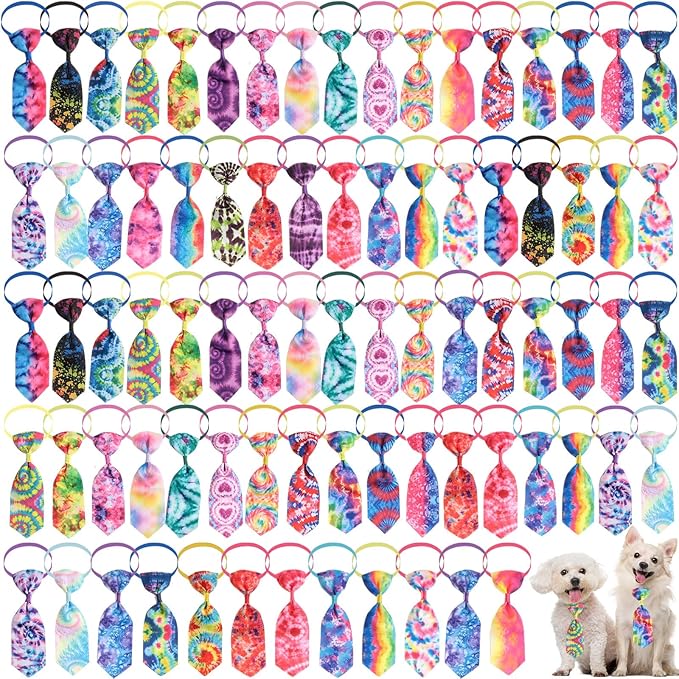 80 Pcs Dog Bows Dog Bow Ties for Small Dogs Assorted Pattern Dog Bowtie Dog Collar Bows Cat Bowtie Collar Dog Bowknot for Small Medium Puppy Pet Photography Festival Grooming Party (Vibrant Style)