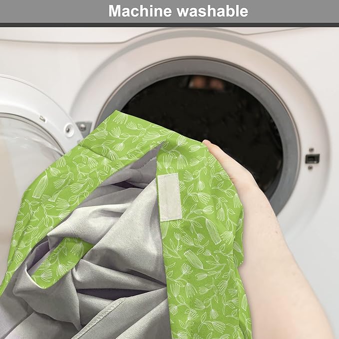 Ambesonne Floral Dog Crate Cover, Vintage Inspired Simplistic Outline Flowers Nature Botany Art Repetition, Easy to Use Pet Kennel Cover for Small Dogs Puppies Kittens, 18 Inch, Lime Green and White