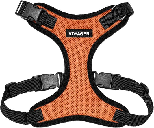 Voyager Step-in Lock Pet Harness - All Weather Mesh, Adjustable Step in Harness for Cats and Dogs by Best Pet Supplies - Orange/Black Trim, M