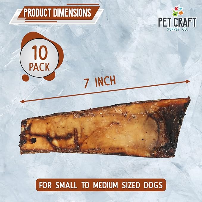 Pet Craft Supply All Natural Healthy Buffalo Rib Bones Dog Chews Treats for Aggressive Chewers Long Lasting Rawhide Free Premium Grade Slow Roasted for Small or Medium Dogs 10 Pack