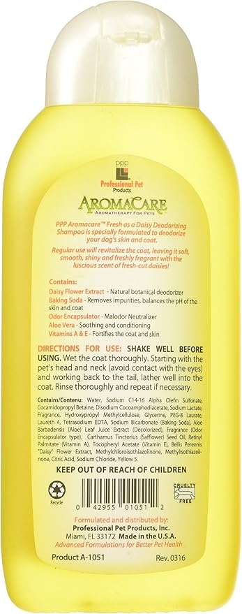 Daisy Deodorizing Pet Shampoo Gentle Cleansing Flower Extract Baking Soda 13.5oz