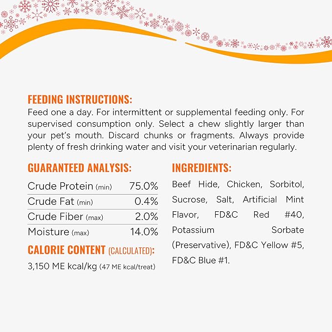 Good 'n' Fun Triple Flavor Mini Bones Chews for Dogs, 6 Count, Treat Your Small Dog to Holiday Chews Made with Real Beef Hide, Chicken and Artificial Mint Flavor