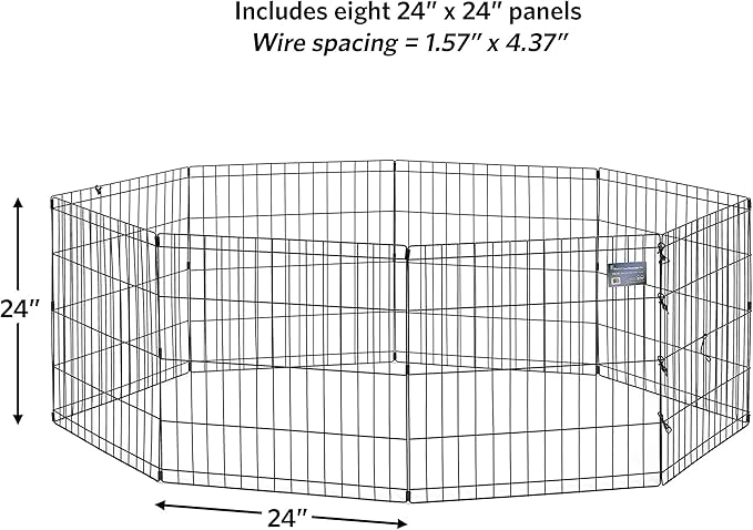 MidWest Homes for Pets Dog Exercise Pen & Playpen, 24" W x 24" H, No Door, Black