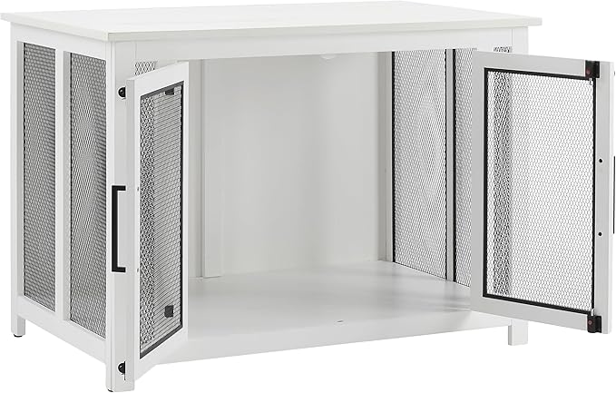 Crosley Furniture Dane Credenza Console Table Dog Crate Kennel for Pets, White