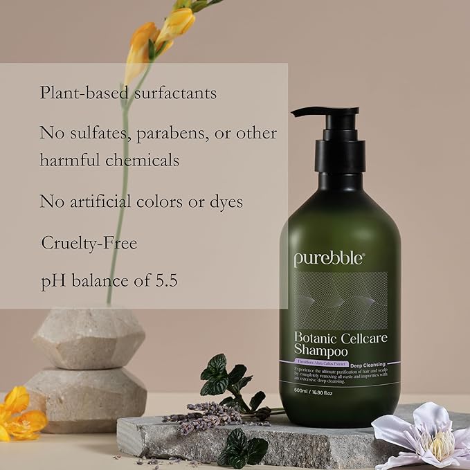 Deep Cleansing Botanic Cellcare Shampoo 500ml, 16.90 fl oz | Sulfate-Free, Paraben-Free and Color-Safe | pH Balancing