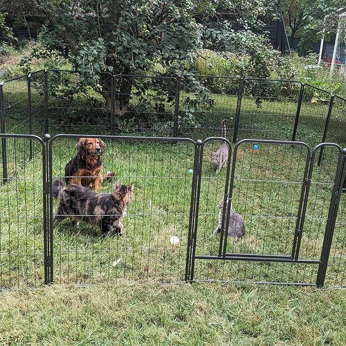 Dog Playpen, Dog Fences for The Yard, Portable Outdoor Dog Playpen for Large/Medium/Small Dogs, Foldable Metal Dog playpen, with Doors (32 Panels, 24")