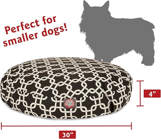 Black Links Small Round Indoor Outdoor Pet Dog Bed With Removable Washable Cover By Majestic Pet Products