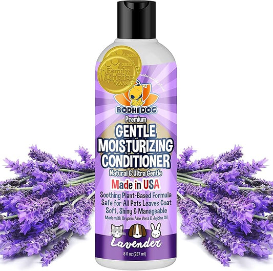Bodhi Dog Gentle Moisturizing Dog Conditioner - Soothing Plant-Based Formula with Aloe Vera & Jojoba Oil - Hydrates & Softens Coat - Leaves Coat Soft Shiny & Manageable - Lavender Scent (8 Fl Oz)