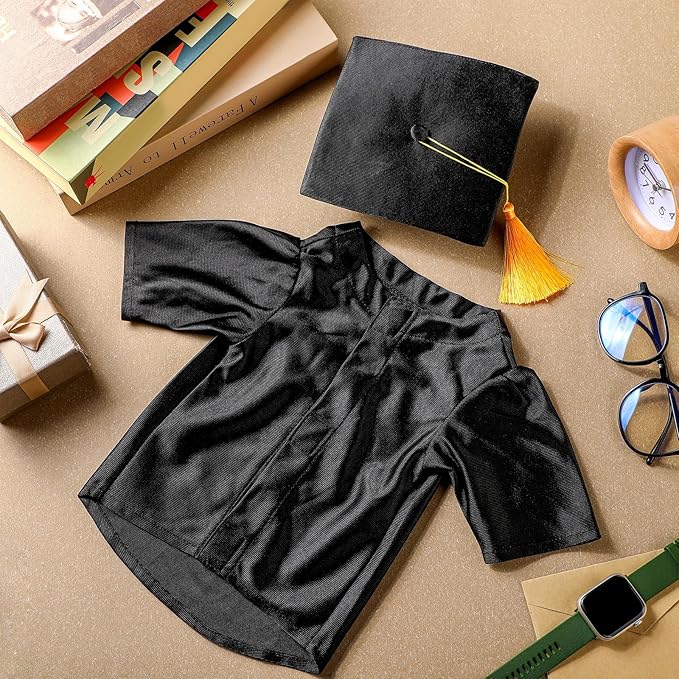 Dog Graduation Cap and Gown 2025 Washable Pet Graduation Costume for Dog Cat Shirt and hat(Black)