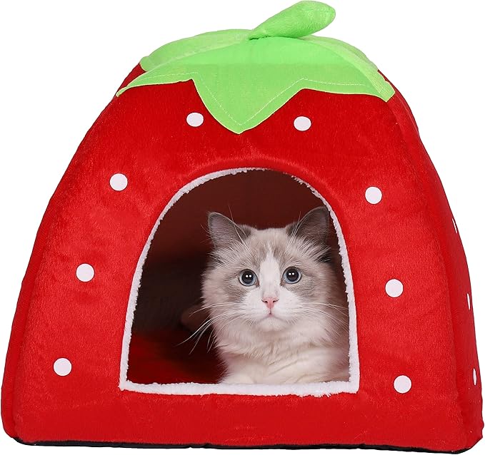 Spring Fever Hamster Guinea Pig Rabbit Dog Cat Chinchilla Hedgehog Bird Small Animal Pet Bed House Hideout Cage Accessorie B Red XS