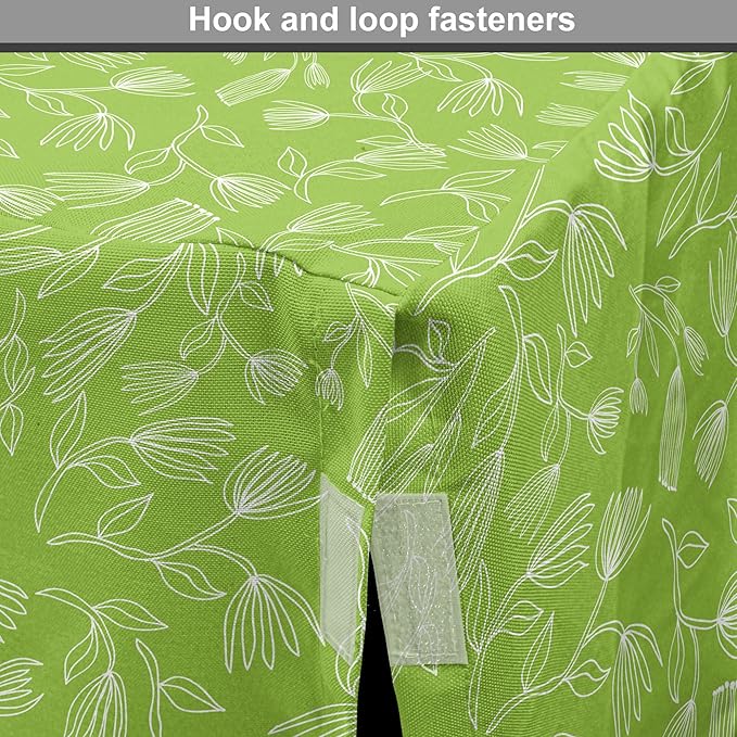 Ambesonne Floral Dog Crate Cover, Vintage Inspired Simplistic Outline Flowers Nature Botany Art Repetition, Easy to Use Pet Kennel Cover for Medium Large Dogs, 42 Inch, Lime Green and White