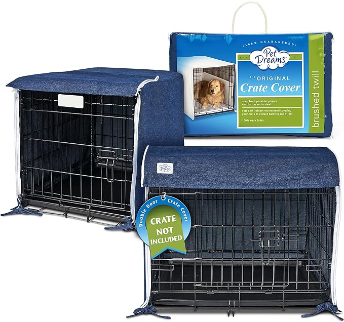 Pet Dreams Dog Crate Cover, Breathable, Dog Kennel Cover, Double Door, Dog Cage Covers for Dog Crates, Fabric Dog Crate Covers (Fits iCrates 18, 24, 30, 36, 42, 48 inches)