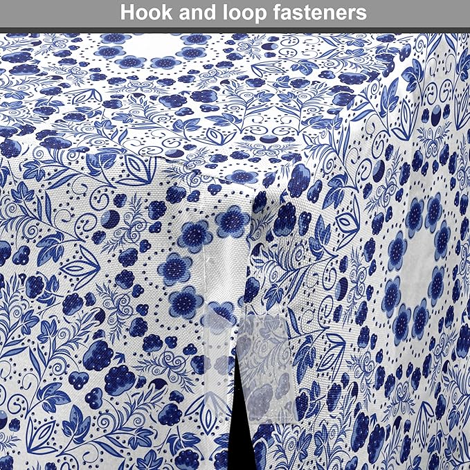 Lunarable Traditional Dog Crate Cover, Circular Flowers and Stripes Russian Gzhel Pattern Classic Motifs, Easy to Use Pet Kennel Cover for Small Dogs Puppies Kittens, 22 Inch, Pale Blue