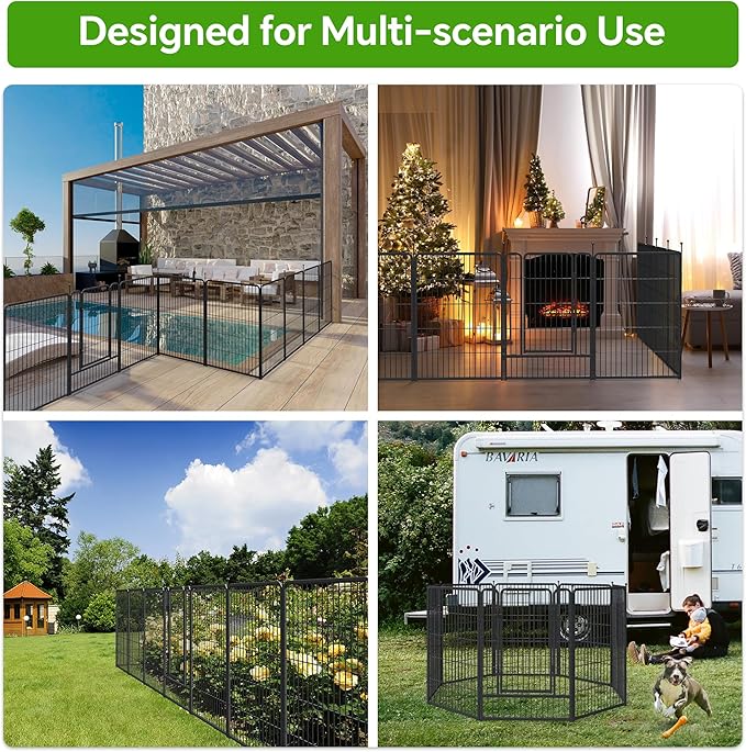 Mr Ironstone Dog Playpen with Anti-Rust Coating – 40" Height 8 Panels Portable & Foldable Indoor/Outdoor Pet Fence for Large, Medium, or Small Dogs – Durable Exercise Pen