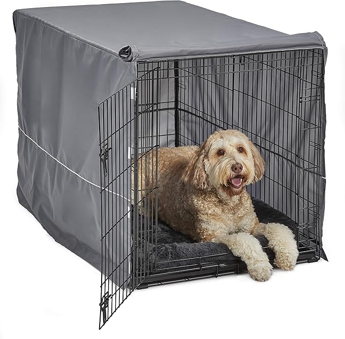 New World Pet Products New World Double Door Dog Crate Kit Includes One Two-Door Crate, Matching Gray Bed & Gray Crate Cover, 48-Inch Kit Ideal for X-Large Dog Breeds