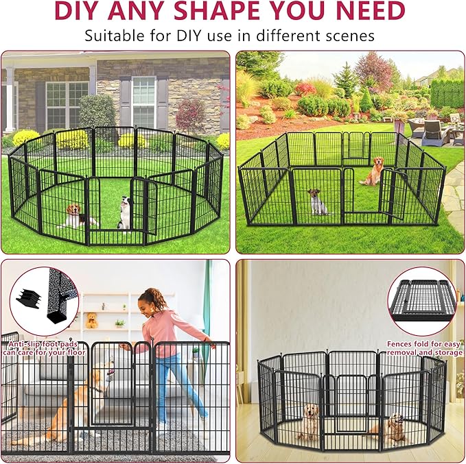Dog Playpen 32" Height 40 Panels Portable Dog Fence Outdoor for Yard Puppy Playpen Indoor Dog Pen Outdoor for Medium/Small Dogs, Heavy Duty Pet Playpen Dog Kennel for RV, Camping, Yard