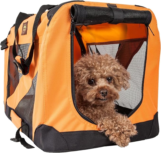 Pet Life Vista-View 360 Degree Zippered and Collapsible Soft Folding Dog Crate - Folding Travel Dog Kennel with Zippered Entrances Along The Pet Crate