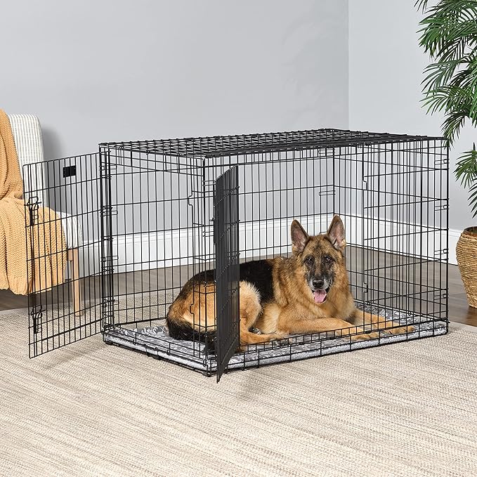 MidWest Homes for Pets Midwest Quiet Time Reversible Dog Crate Pan Cover, Fits Dog Crate Pans, 48" Gray Floral/Fleece, Pan Cover Only