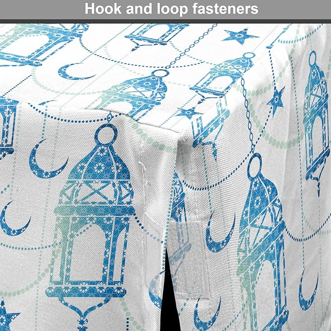 Lunarable Oriental Dog Crate Cover, Eastern Theme Celebration Pale Toned Composition Folkloric Look Print, Easy to Use Pet Kennel Cover for Small Dogs Puppies Kittens, 18 Inch, Pale Green White Blue