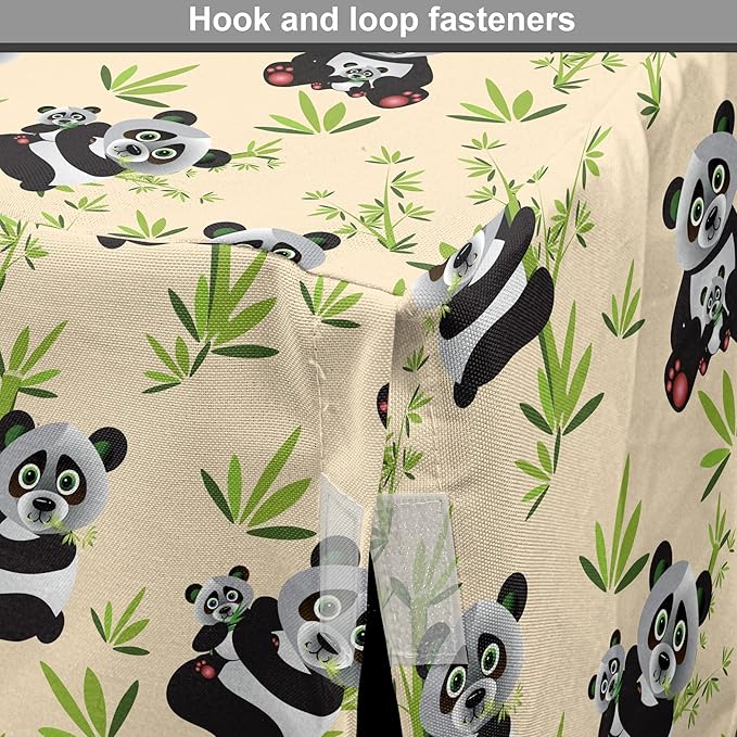 Lunarable Panda Dog Crate Cover, Asian Bear Cartoon Animal Eating Leaves Branches Wild Life Animal, Easy to Use Pet Kennel Cover for Small Dogs Puppies Kittens, 18 Inch, Apple Green Black and Ivory