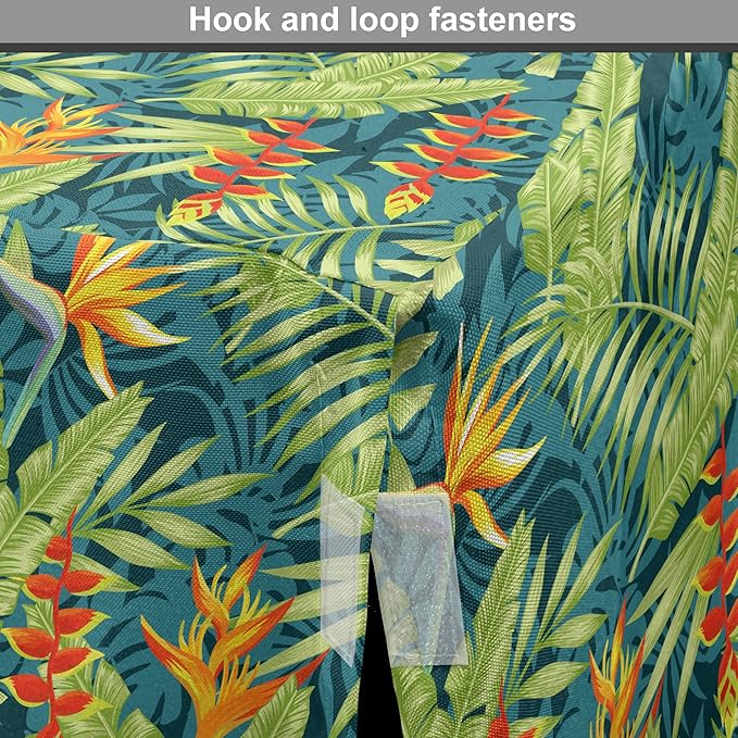 Lunarable Tropical Dog Crate Cover, Exotic Bird of Paradise Blossoms Banana and Areca Fan Palm Leaves, Easy to Use Pet Kennel Cover for Small Dogs Puppies Kittens, 22 Inch, Yellow Green and Dark Teal