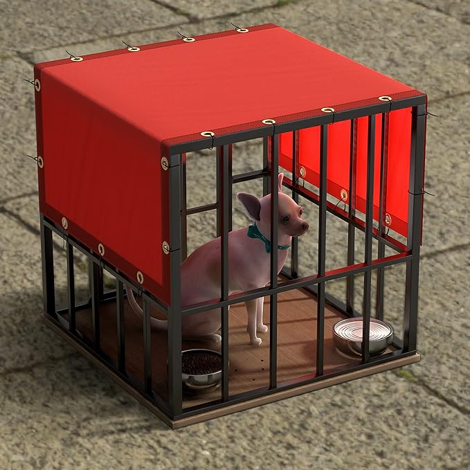 ColourTree 10' x 19' Red Custom Size Waterproof Shade Cloth with Grommets - 90% Sunblock, Durable Mesh Fabric Tarp for Dog Kennel Cover, Fence Privacy Screen, Greenhouse, Coop & Pet Playpen