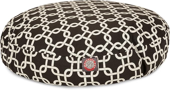 Black Links Medium Round Indoor Outdoor Pet Dog Bed With Removable Washable Cover By Majestic Pet Products