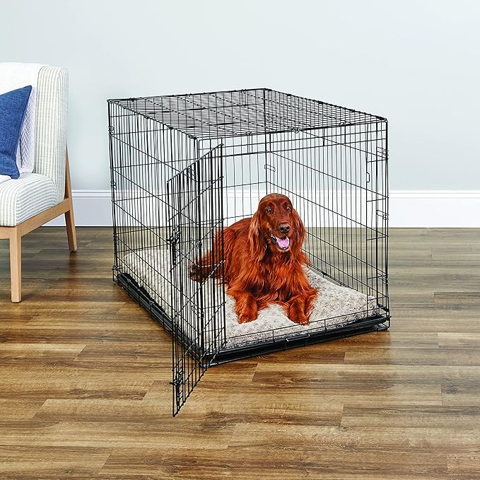 New World Newly Enhanced Single Door New World Dog Crate, Includes Leak-Proof Pan, Floor Protecting Feet, & New Patented Features, 42 Inch