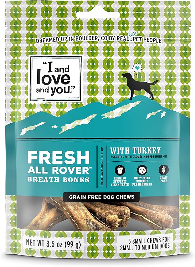 I and love and you Fresh all Rover Breath Bones - Sweet Potato - Dental Health Support, Grain Free, Filler Free, 5pk Size Small
