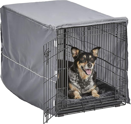 MidWest Homes for Pets New World Double Door Dog Crate Kit Includes One Two-Door Crate, Matching Gray Bed & Gray Crate Cover, 36-Inch Kit Ideal for Medium Dog Breeds