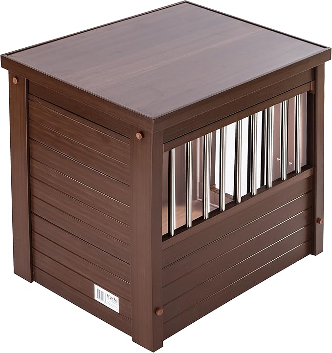 New Age Pet ECOFLEX Dog Crate End Table - Furniture-Style Pet Crate for Crate Trained Dogs - Stainless Steel Tubing & a Latched Closure - 10 Year Manufacturer's Warranty, Small