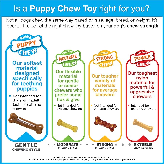 Nylabone Puppy Ring Bone Chew Toy - Puppy Chew Toys for Teething - Puppy Supplies - Chicken Flavor, Medium/Wolf (1 Count)