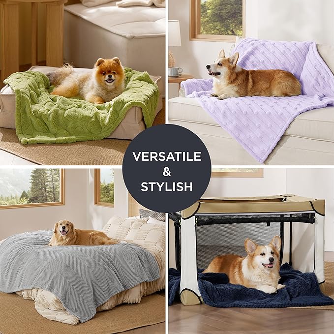 Bedsure Dog Blanket for Small Dogs Washable - Soft Fluffy Puppy Blanket with Premium 300GSM Coral Fleece, Cozy Calming Cat Blankets for Indoor Cats, Fuzzy Pet Blanket for Kitten Doggy, Navy, 25x35IN