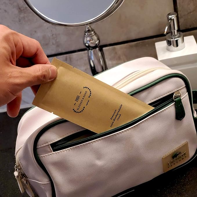 Bleeker and Rowe 100% Biodegradable Combs - Individually wrapped - Environmentally Eco Friendly Bulk Pocket Pet Dog Grooming Hair Lice Combs - Perfect for Macrame (Pack of 15)