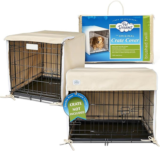Pet Dreams Dog Crate Cover, Breathable, Dog Kennel Cover, Double Door, Dog Cage Covers for Dog Crates, Fabric Dog Crate Covers (Fits iCrates 18, 24, 30, 36, 42, 48 inches)