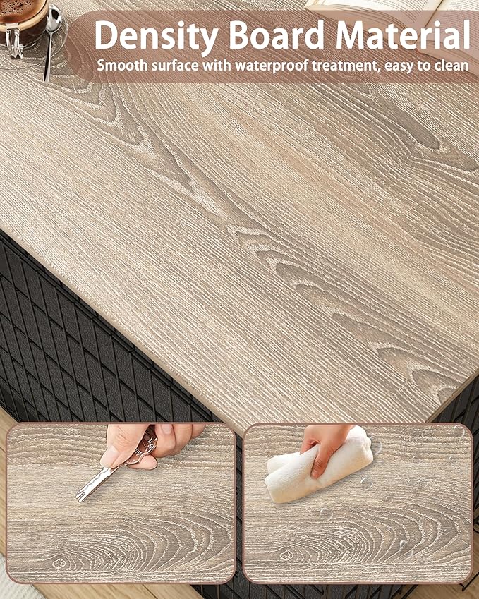 Piskyet Dog Crate Topper Wood Countertop for 48 42 36 30 24 inch Dog Cage, Dog Crate Cover,Dog Kennel Topper(Crate Not Include) (Grey, for 42 Inch Crate)