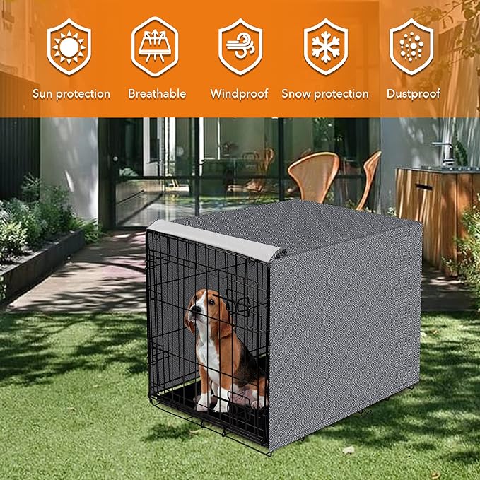 Dog Crate Cover for Wire Cages 30 Inch Indoor Breathable Polyester Pet Kennel Cover Machine Wash & Dry (Cover Only)