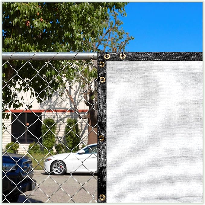 ColourTree 2' x 20' White Custom Size Shade Cloth with Grommets - 90% Sunblock, Durable Mesh Fabric Tarp for Dog Kennel Cover, Fence Privacy Screen, Greenhouse, Chicken Coop & Pet Playpen
