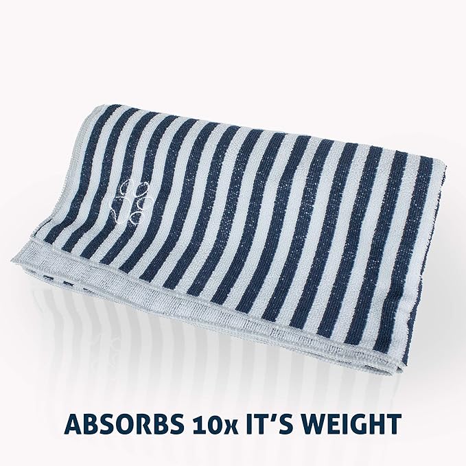 My Doggy Place - Super Absorbent Microfiber Towel - Dog Bathing Supplies - Microfiber Drying Towel - Washer Safe - Charcoal Striped - 45 x 28 in - 2 Pack
