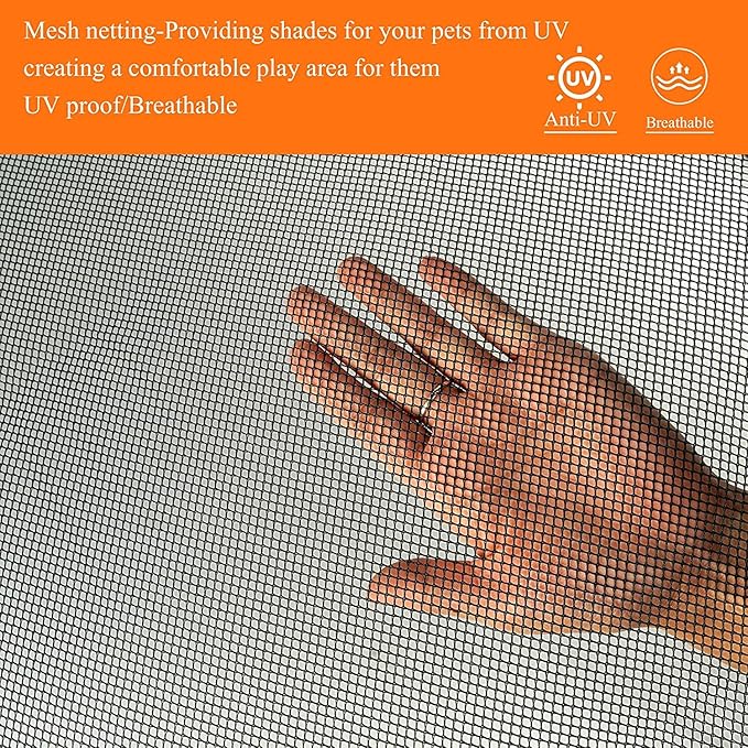 PJYuCien Dog Playpen Mesh Top Cover, Fits 36 Inch 4 Panels Regular Square Plastic Exercise Pet Pen, Telescopic Buckles Connections, Black (Note: Cover Only, Fence Not Included)