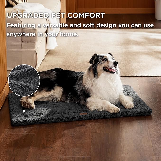 Bedsure Washable Dog Bed for Large Dog, Reversible Foam Floor Dog Mat, Lightweight Travel Flat Pet Beds for Indoor & Outdoor Dogs (44" x 32", Dark Grey)