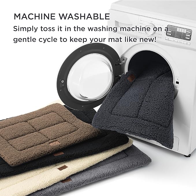 Bedsure Washable Dog Crate Bed for Large Dogs, Reversible Foam Floor Dog Mat, Lightweight Travel Flat Pet Beds for Indoor & Outdoor Dogs (41" x 28", Brown)