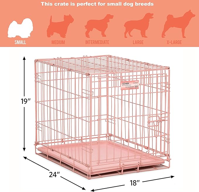 MidWest Homes for Pets Newly Enhanced Single & Double Door iCrate Dog Crate, Includes Leak-Proof Pan, Floor Protecting Feet, Divider Panel & New Patented Features