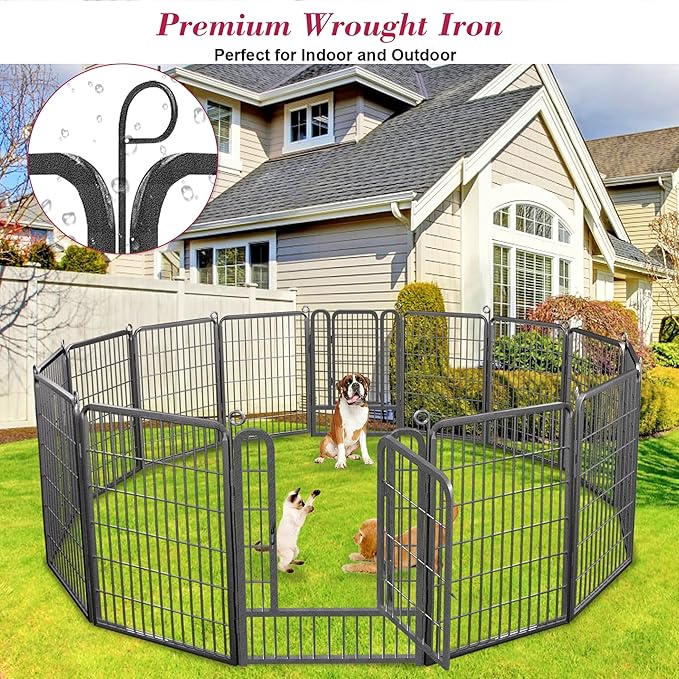 Dog Playpen, 40 inch Height 34 Panels Heavy Duty Dog Fence Pet Playpen with Door, Anti-Rust Dog Exercise Pen with Lock, Portable Pet Fence Outdoor for Yard RV Camping