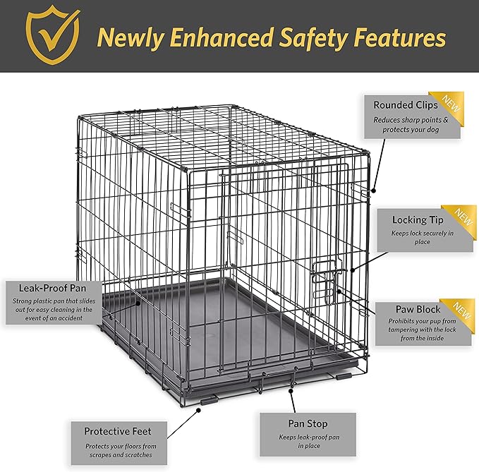 New World Newly Enhanced SingleDoor New World Dog Crate, Includes Leak-Proof Pan, Floor Protecting Feet, & New Patented Features, 30 Inch