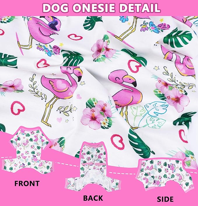 Dog Pajamas Summer Dog Clothes for Small Medium Dogs Boy Girl Pet Pjs Cute Doggie Onesie Breathable Puppy Clothes Soft Stretchy Cat Pet Outfit (Pink, X-Large)