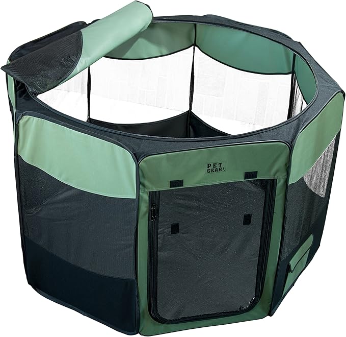 Pet Gear Travel Lite Portable Play Pen/Soft Crate with Removable Shade Top for Dogs/Cats/Rabbits, Easy-Fold + Built-in Stay Fold Band, Durable 600D Fabric, Indoor/Outdoor