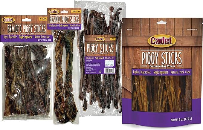 Cadet Butcher Treats Piggy Sticks for Dogs 6 oz