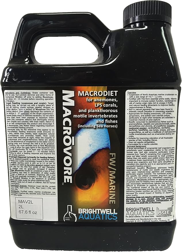 Brightwell Aquatics Macrovore - Food for Anemones, LPS Corals & Planktivorous Motile invertebrates & Fishes, 2 Liter